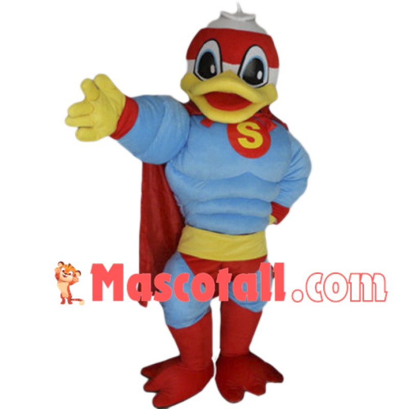 Light Blue Muscle Chicken Superman Mascot Costume