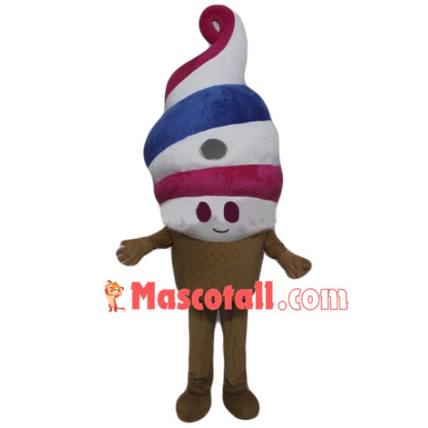 Dual Flavor Colored Cone Ice Cream Mascot Costume