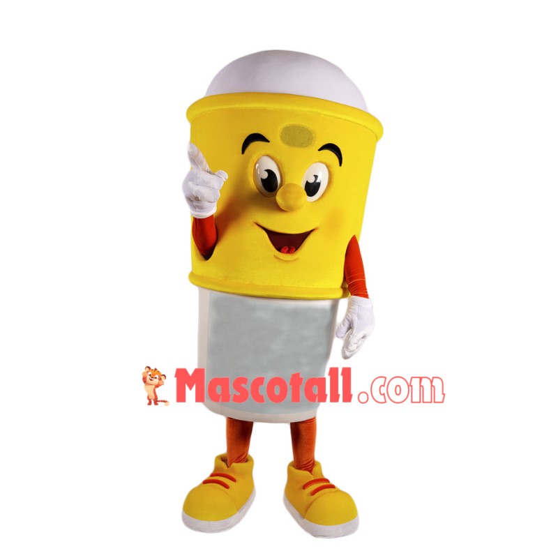 Drink Cup With Yellow Sleeve Mascot Costume