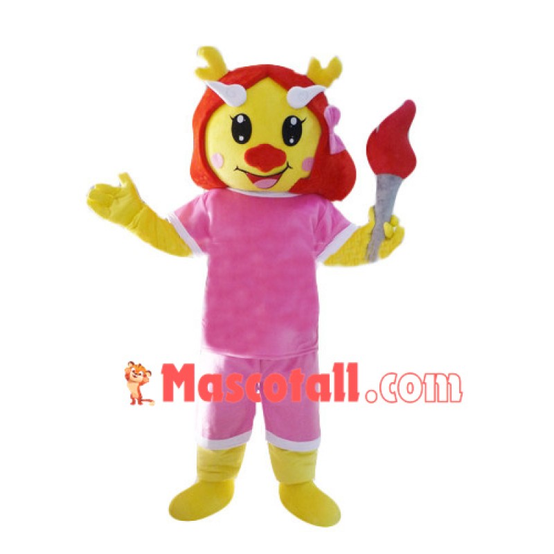 Torchbearer Yellow Dragon Mascot Costume