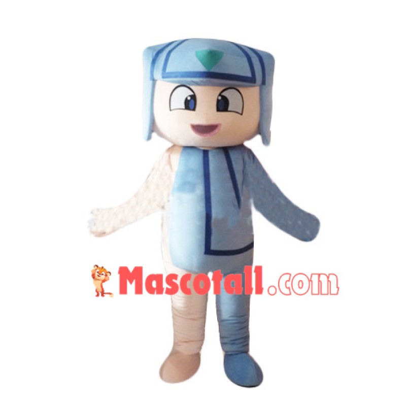 Blue Beret Boy Mascot Costume