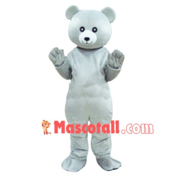 Friendly Gray Bear Mascot Costume