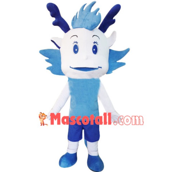 Memorial Cartoon Blue Dragon Mascot Costume