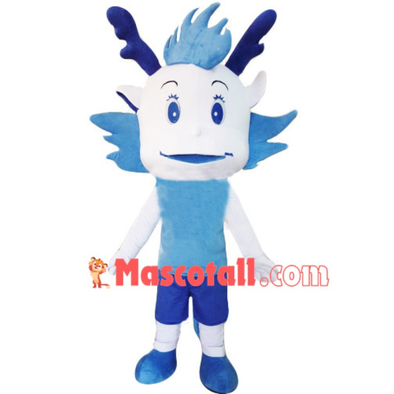 Memorial Cartoon Blue Dragon Mascot Costume