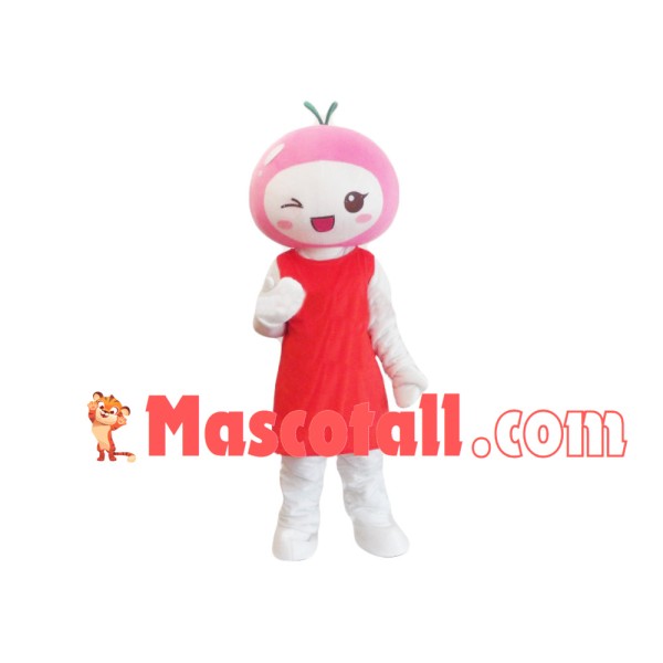 Pink Cherry Girl Mascot Costume