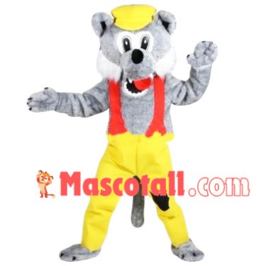 Gray Wolf In Rompers Mascot Costume