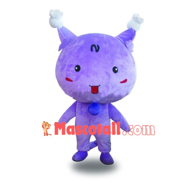 Purple Cartoon Bun Cat Mascot Costume