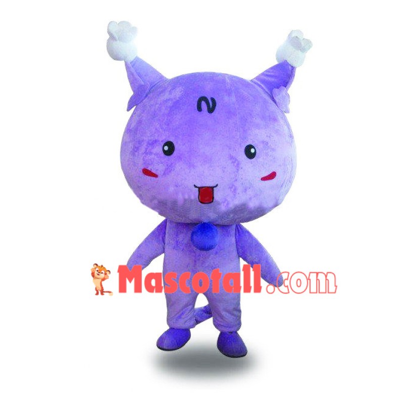 Purple Cartoon Bun Cat Mascot Costume