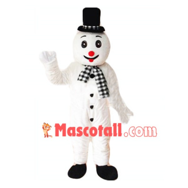 Plaid Scarf Snowman Mascot Costume