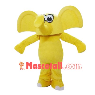 Cute Cartoon Yellow Elephant Mascot Costume