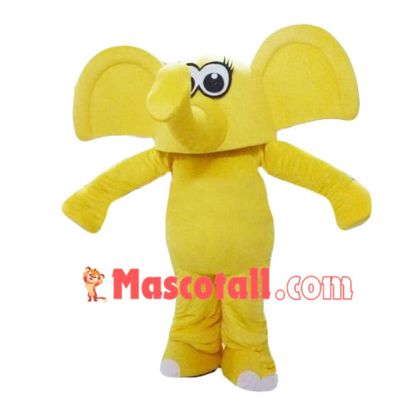 Cute Cartoon Yellow Elephant Mascot Costume