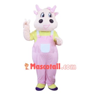 Joyful Pink Cow Mascot Costume