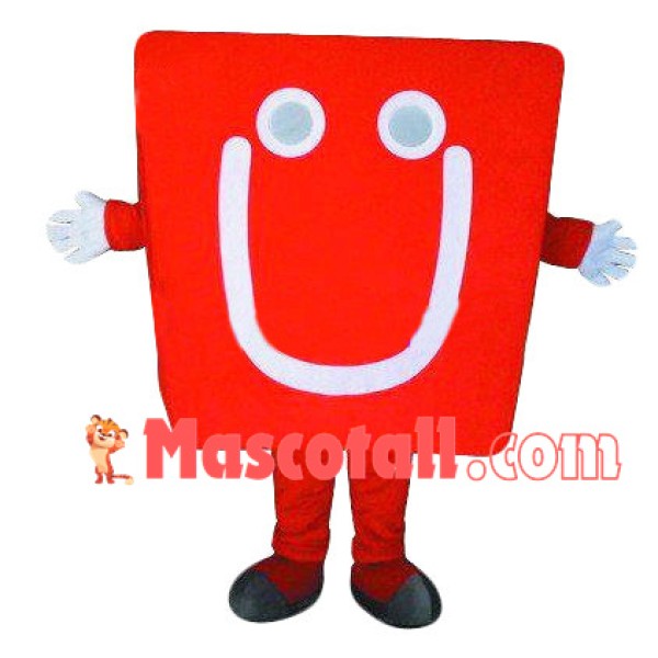 Smile Cartoon Red Cube Mascot Costume