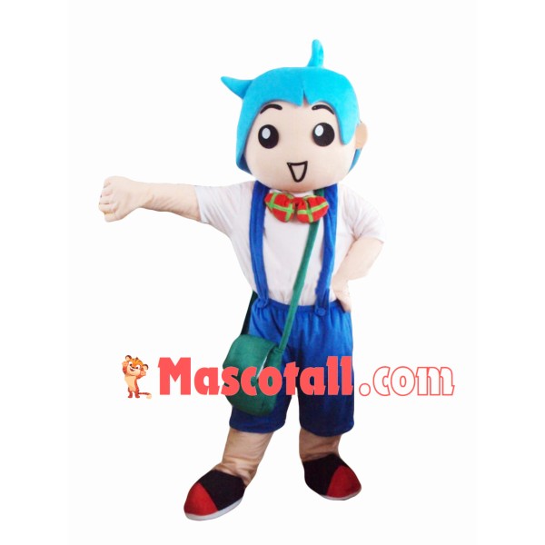 Blue Hair Vigorous Student Mascot Costume