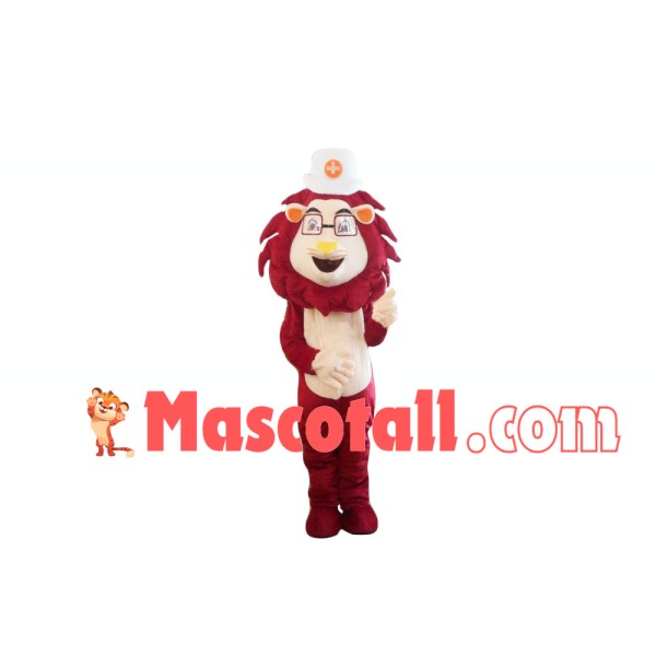 Kind Lion Doctor Mascot Costume