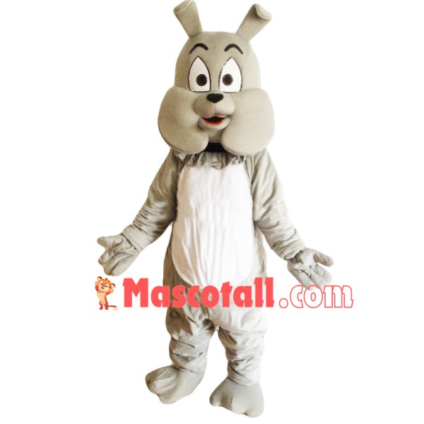 Shocked Gray Bulldog Mascot Costume