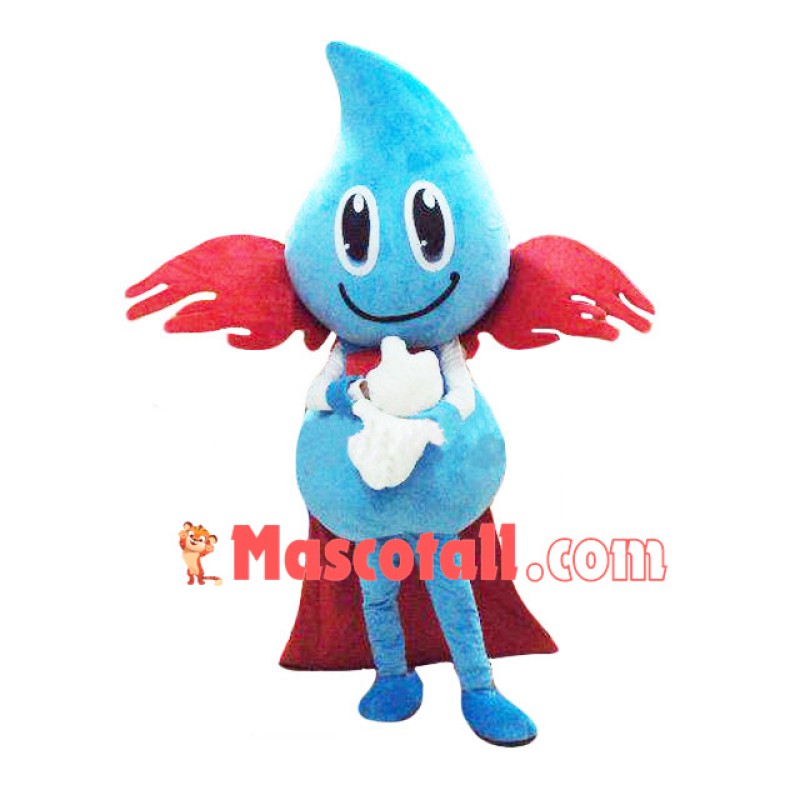Red Cape Water Drop Mascot Costume