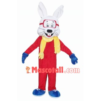 Ski Bunny With Goggles Mascot Costume