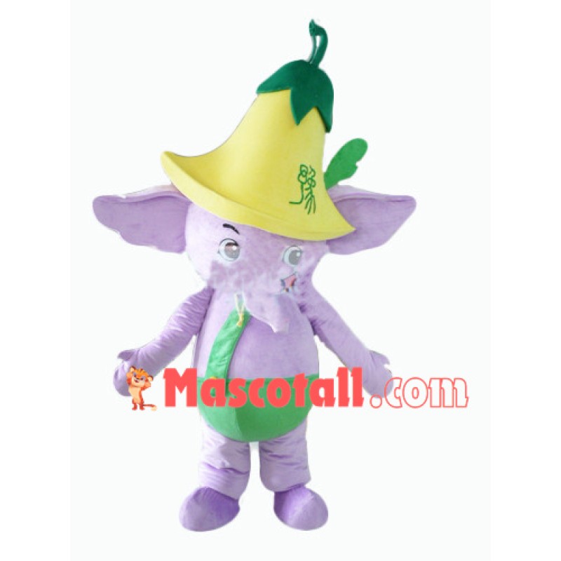 Little Violet Elephant Mascot Costume With Morning Glory
