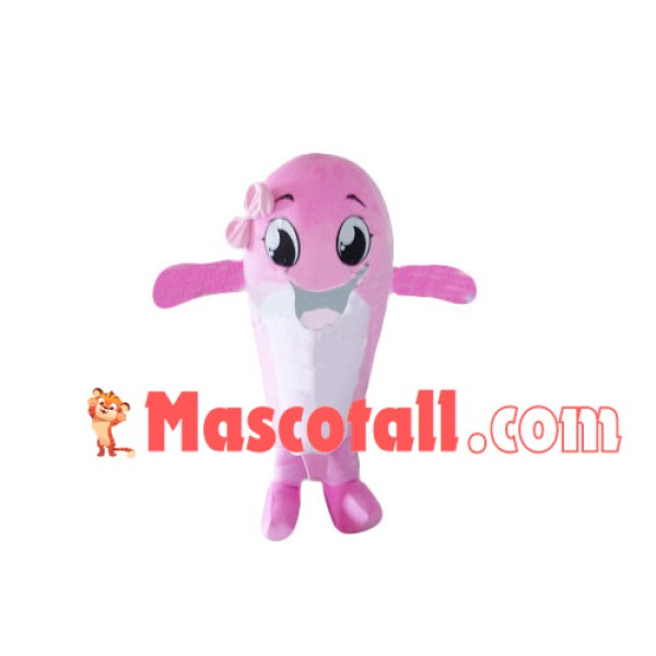 Little Pink Bow Dolphin Mascot Costume
