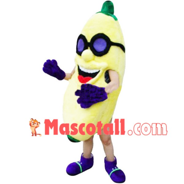 Banana In Purple Glasses Mascot Costume