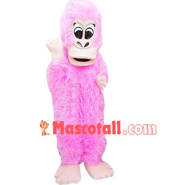Plush Long Fur Pink Orangutan Mascot Costume