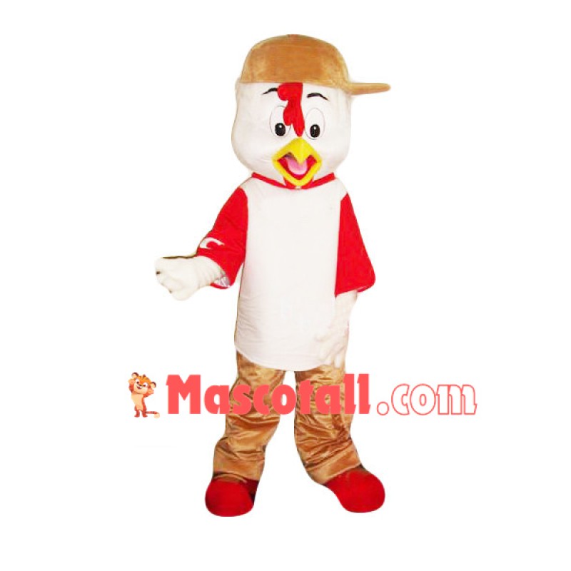 Hiphop Sport White Chicken Mascot Costume