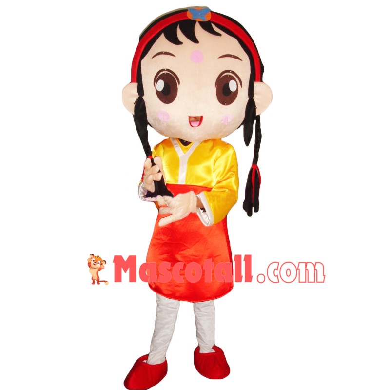 Korean Braided Little Girl Mascot Costume