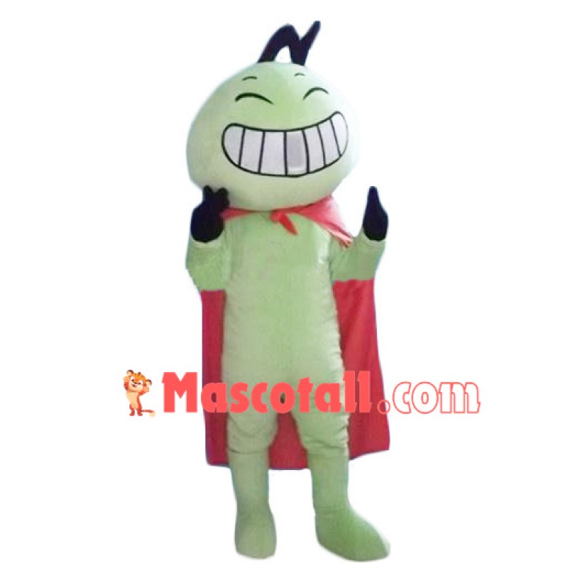 Excited Green Lightning Man Mascot Costume