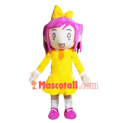 Pink Hair Girl Student Mascot Costume