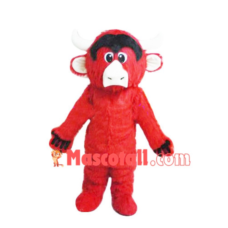Red Furry Yak Mascot Costume