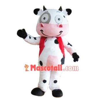 Cow In The Red Vest Mascot Costume