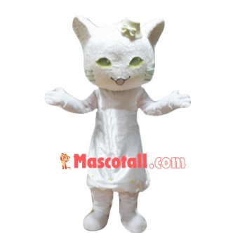 Eleghant White Cat Mascot Costume