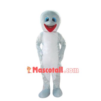 Pleased Gray Dolphin Cartoon Mascot Costume