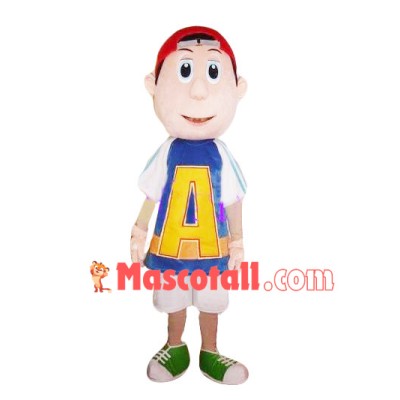 Little Boy In Jersey Mascot Costume