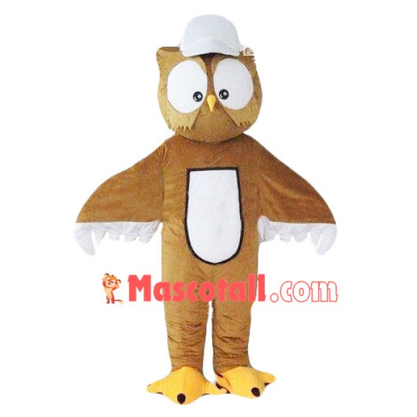 Owl With Baseball Cap Mascot Costume