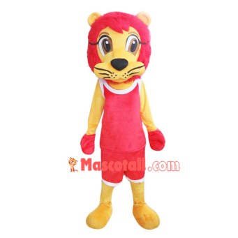 Basketball Player Red Lion Mascot Costume
