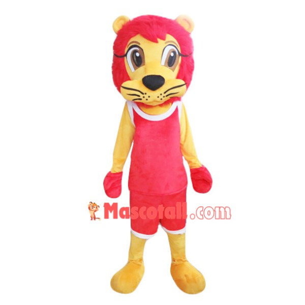 Basketball Player Red Lion Mascot Costume
