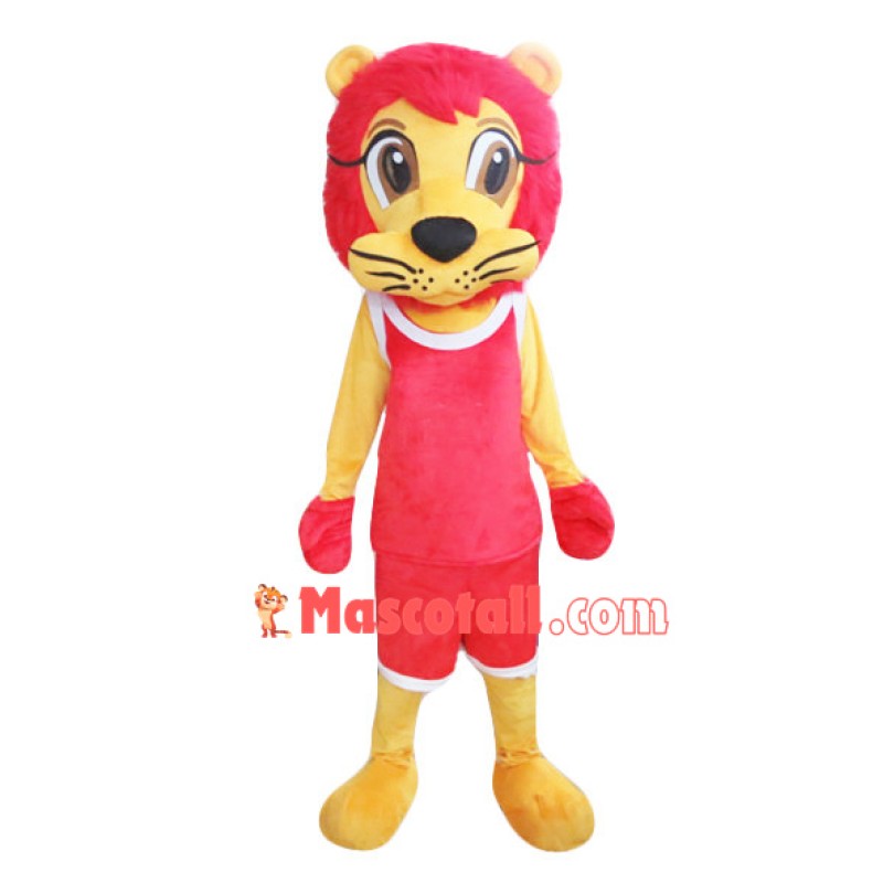 Basketball Player Red Lion Mascot Costume