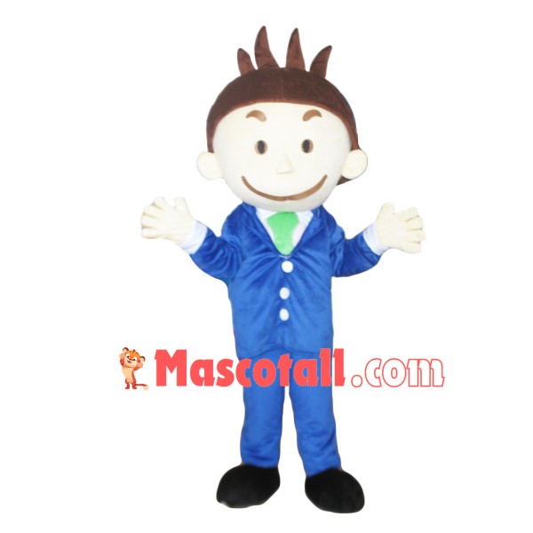 Salesman In The Blue Suit Mascot Costume