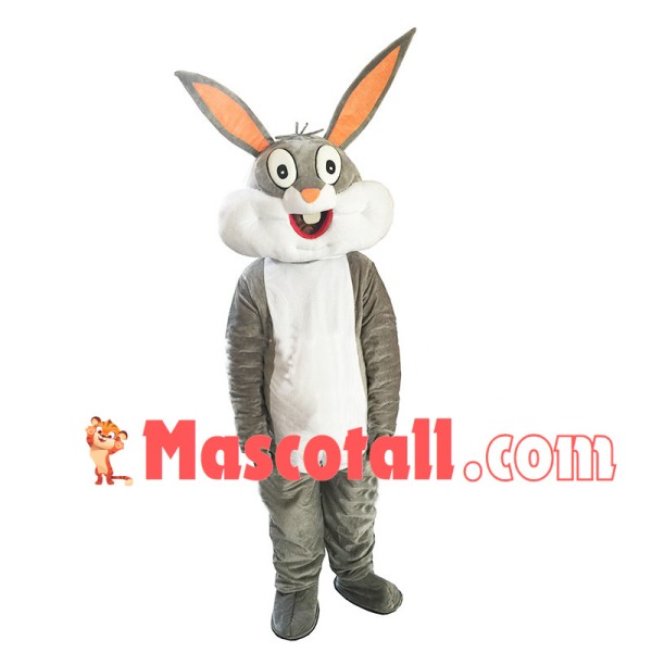 Easter Gray Bunny Cartoon Mascot Costume