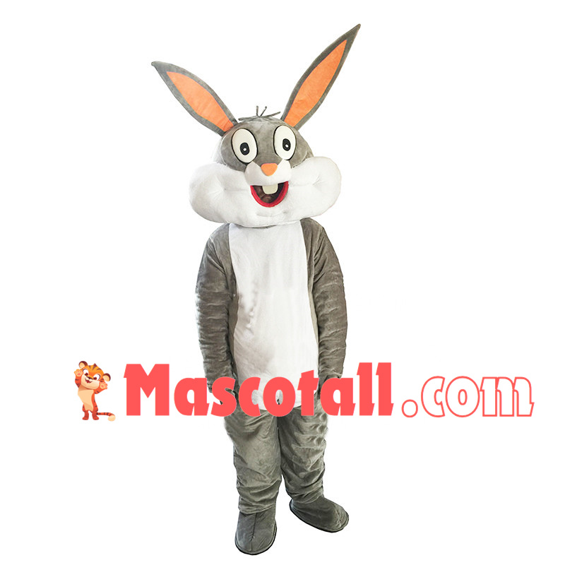 Easter Gray Bunny Cartoon Mascot Costume