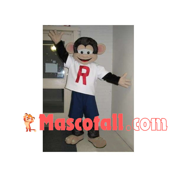 Glad Monkey In The White Shirt Mascot Costume