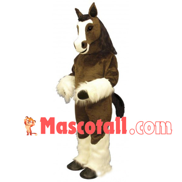 Brown & White Soft Horse Mascot Costume