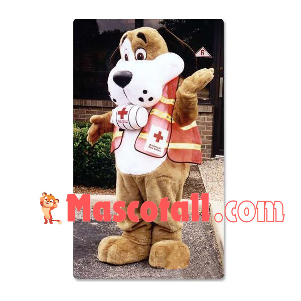 Kind Dog Doctor of The Red Cross Mascot Costume