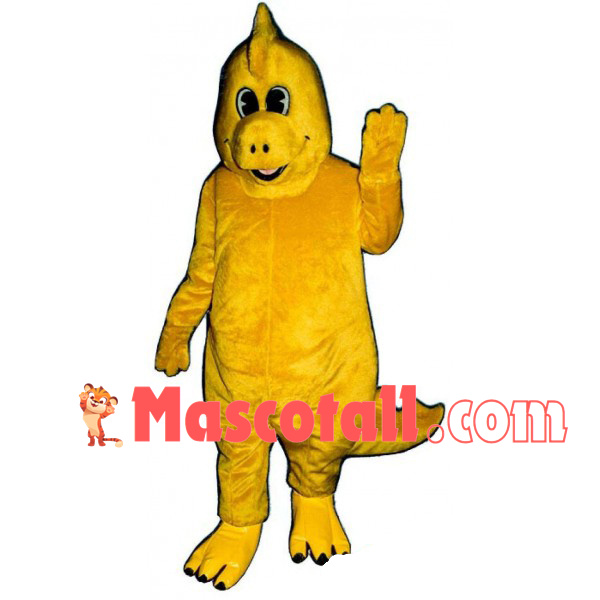 Pleased Yellow Little Dinosaur Mascot Costume