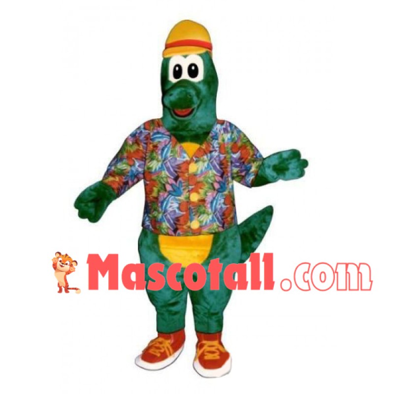 Green Dragon In The Printed Shirt Mascot Costume