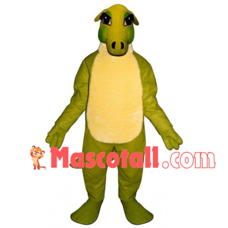 Strong Bright Green Dinosaur Mascot Costume