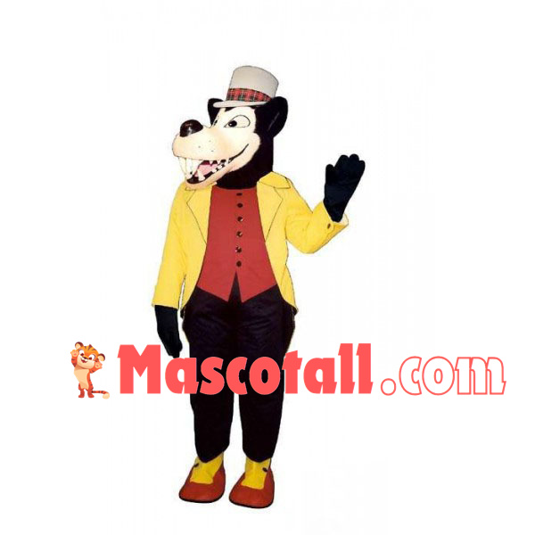 Black Wolf In The Whole Outfit Mascot Costume