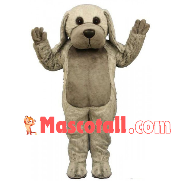 Well-behaved Furry Gray Dog Mascot Costume